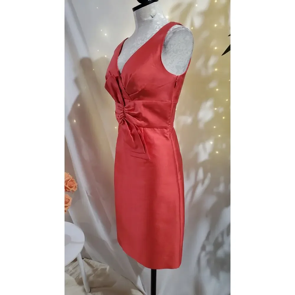 Kate Spade Mina All That Glitters Silk Bow Sheath Dress Size 2 Strawberry Pink